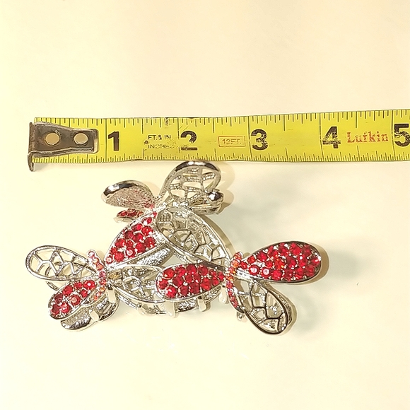 Red dragonflies hair clip & ✨FREE✨ earrings NWT - Picture 3 of 7